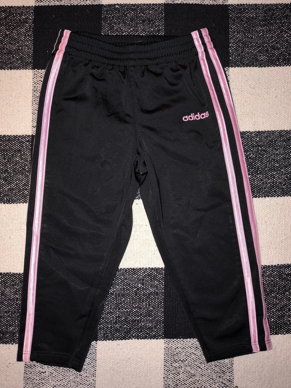 adidas Black Pants with Pink Side Stripes